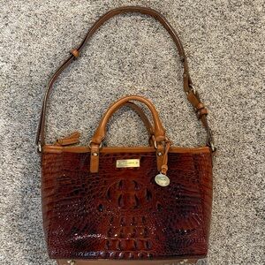 Brahmin Rich Brown Crocodile Satchel